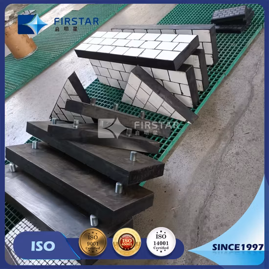 Rivestimento antiusura in gomma ceramica da 500 * 500 * 31 mm per diapositive